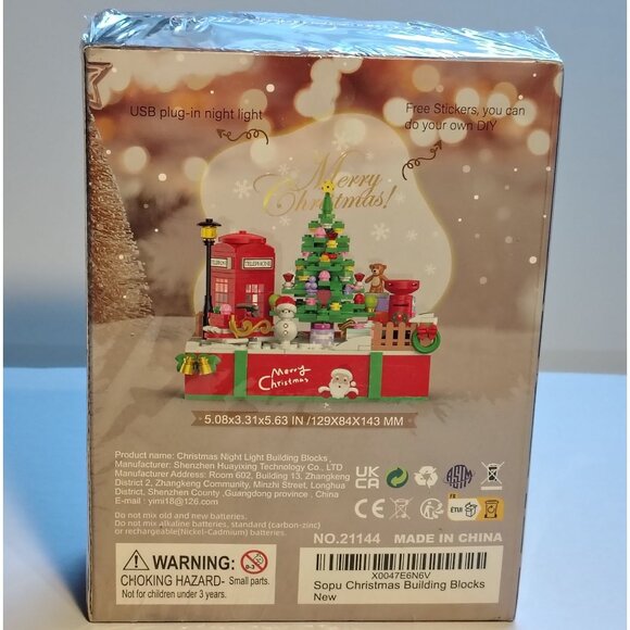 Christmas Night Light Building Blocks Set 423 Pieces With USB Plug-In & Stickers - Picture 2 of 5